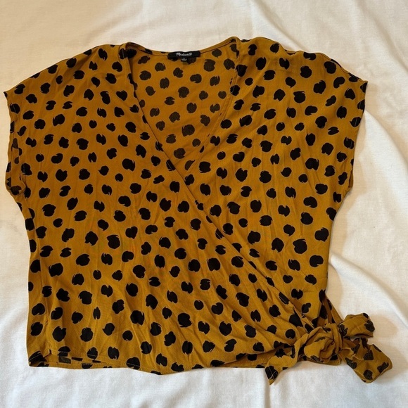 Madewell Small Sash Tie Wrap Top in Painted Spots Animal Print - Picture 4 of 7